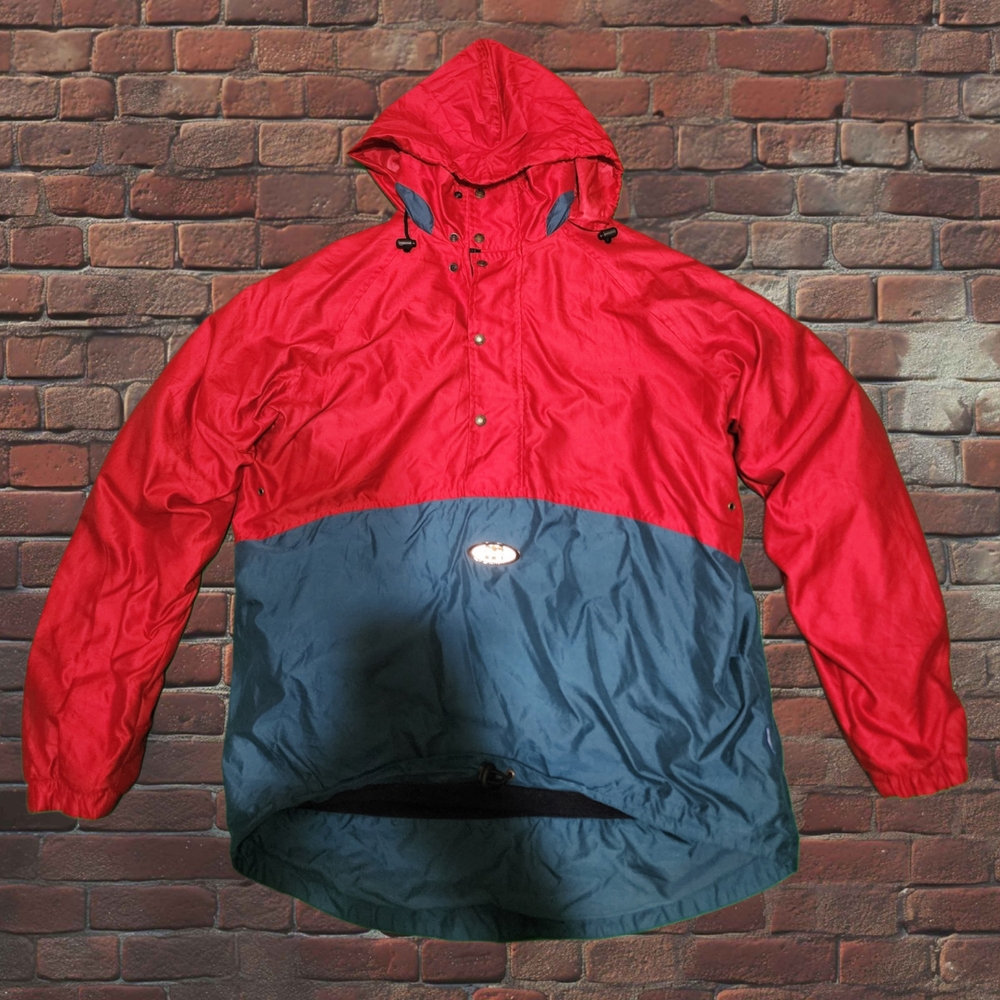 Vintage Red & Navy Hooded Windbreaker